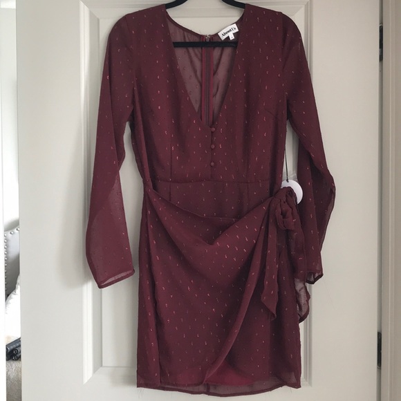 Maya Wrap Dress in Burgundy - Picture 5 of 6